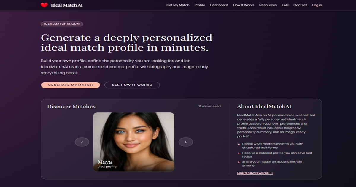 Create Your Ideal Match | AI Profile Generator | IdealMatchAI